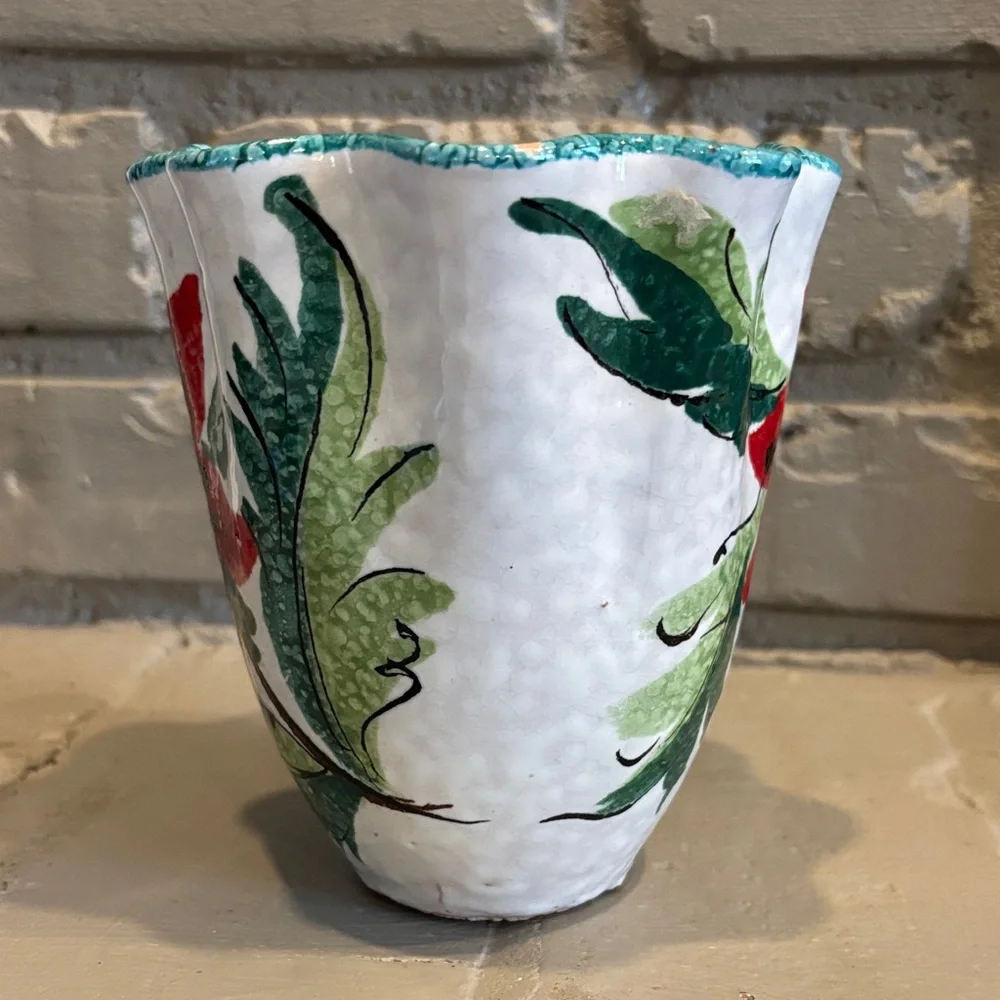 VTG Italian Handcrafted Pottery‎ Floral Vase